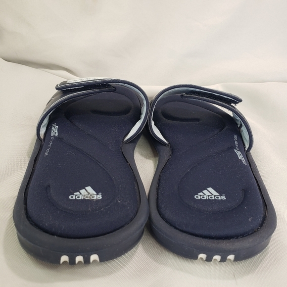 Adidas Sandals Women 6 Blue White TruSport Flip Flop Slide Flat Comfort Fit Foam - Picture 6 of 9